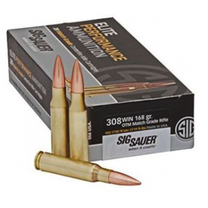 Sig Sauer Ammo Elite Match Grade, 168gr, 308 Win, 20rd