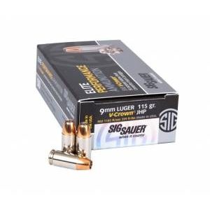 Sig Sauer Elite V-Crown JHP Ammunition - 115gr - 9mm - 50 Rounds