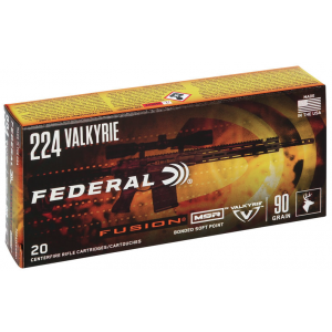 Federal Fusion MSR Ammo, SP, .224 Valkyrie, 90gr, 20rd