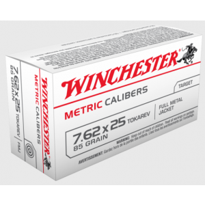 Winchester Ammo Metric Calibers Tokarev, 85gr, 7.62x25, 50rd