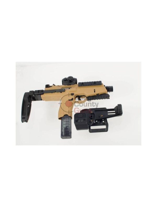 B&T TP9 Tan - 5.1" 9mm w/ Holster, Brace, & Red Dot Sight