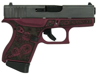 Glock 43 Black Cherry 9mm 3.41" Barrel 6-Rounds "Glock & Paisley" Engraved