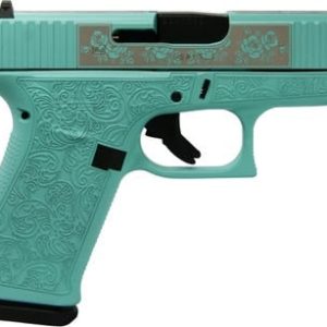 Glock 43X Tiffany Blue 9mm 3.41" Barrel 10-Rounds "Glock & Roses" Custom Engraving
