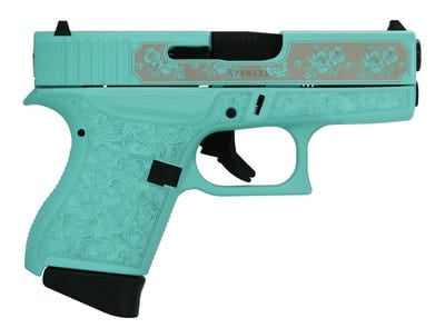 Glock 43 Tiffany Blue 9mm 3.4" Barrel 6-Rounds Glock & Rose Engravings