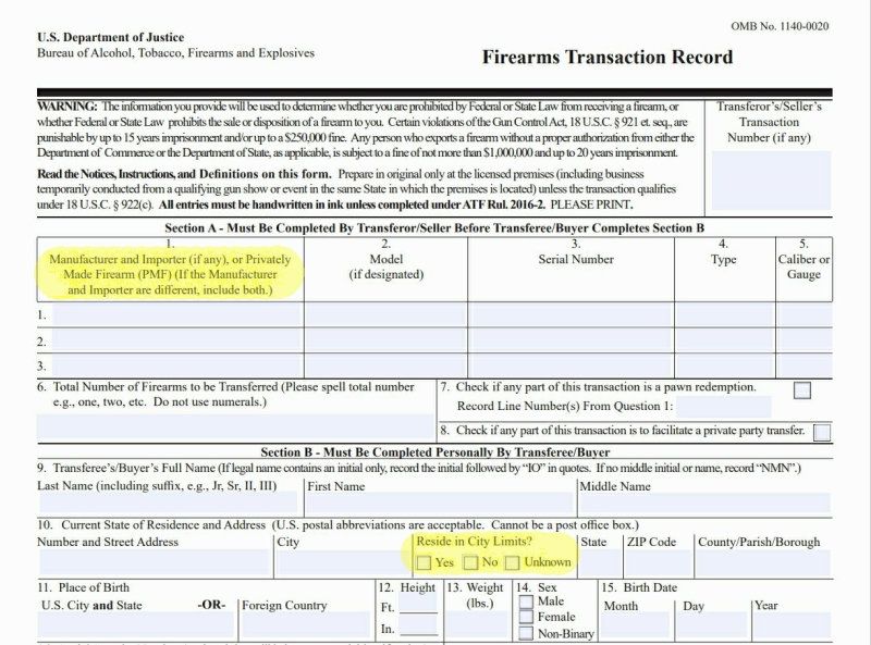 Revised ATF Form 4473