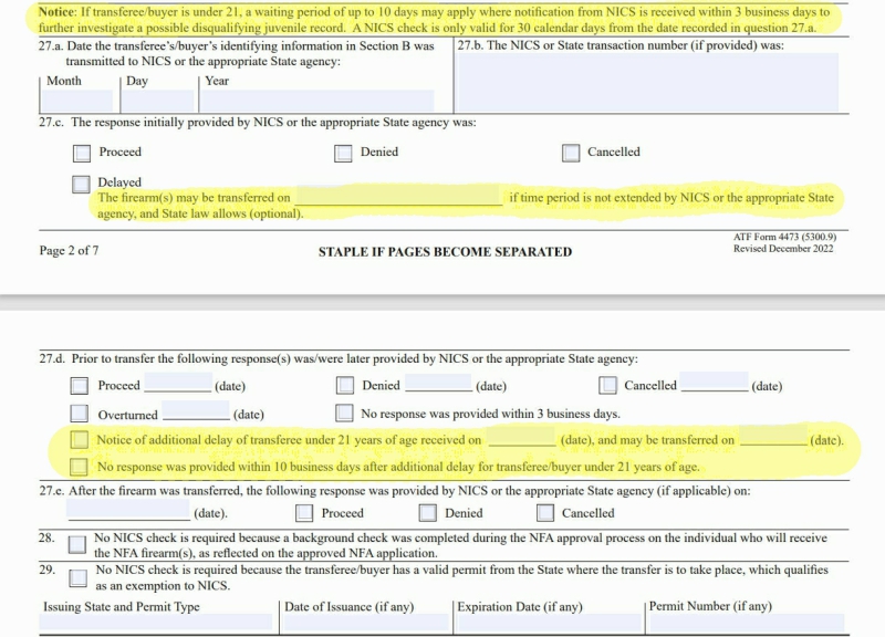  New Section C age requirements