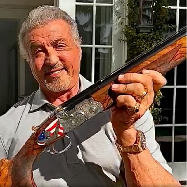 Sylvester Stallone with Beretta Rocky shotgun