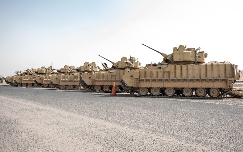 US Bradley Infantry Fighting Vehicles.