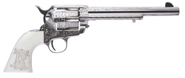 CIMARRON FIREARMS FRONTIER NICKEL .45 LC 7.5" BARREL 6-ROUNDS TEDDY ROOSEVELT ENGRAVING