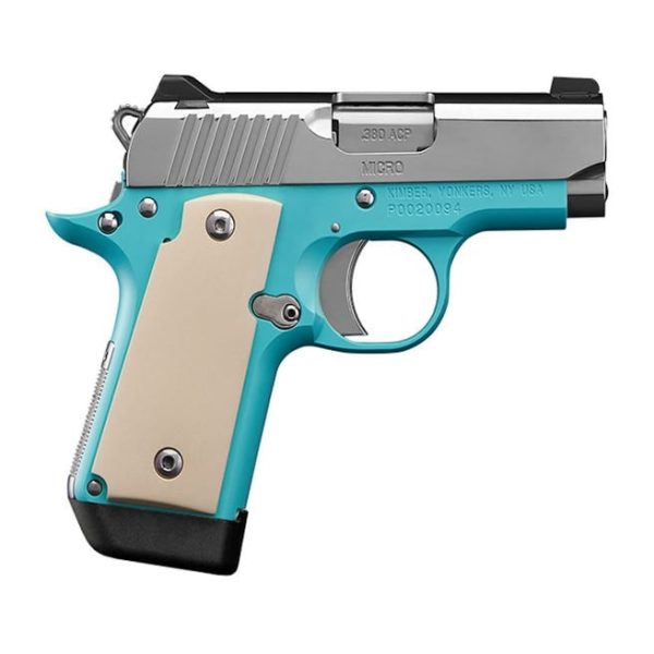 KIMBER MICRO POLISHED STAINLESS/BEL AIR BLUE .380 ACP 2.75" BARREL 7-ROUNDS