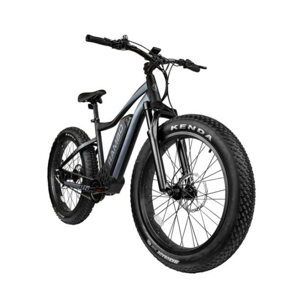 RAMBO BIKES PURSUIT ELECTRIC BIKE BLACK/GREY 26"X4" TIRES